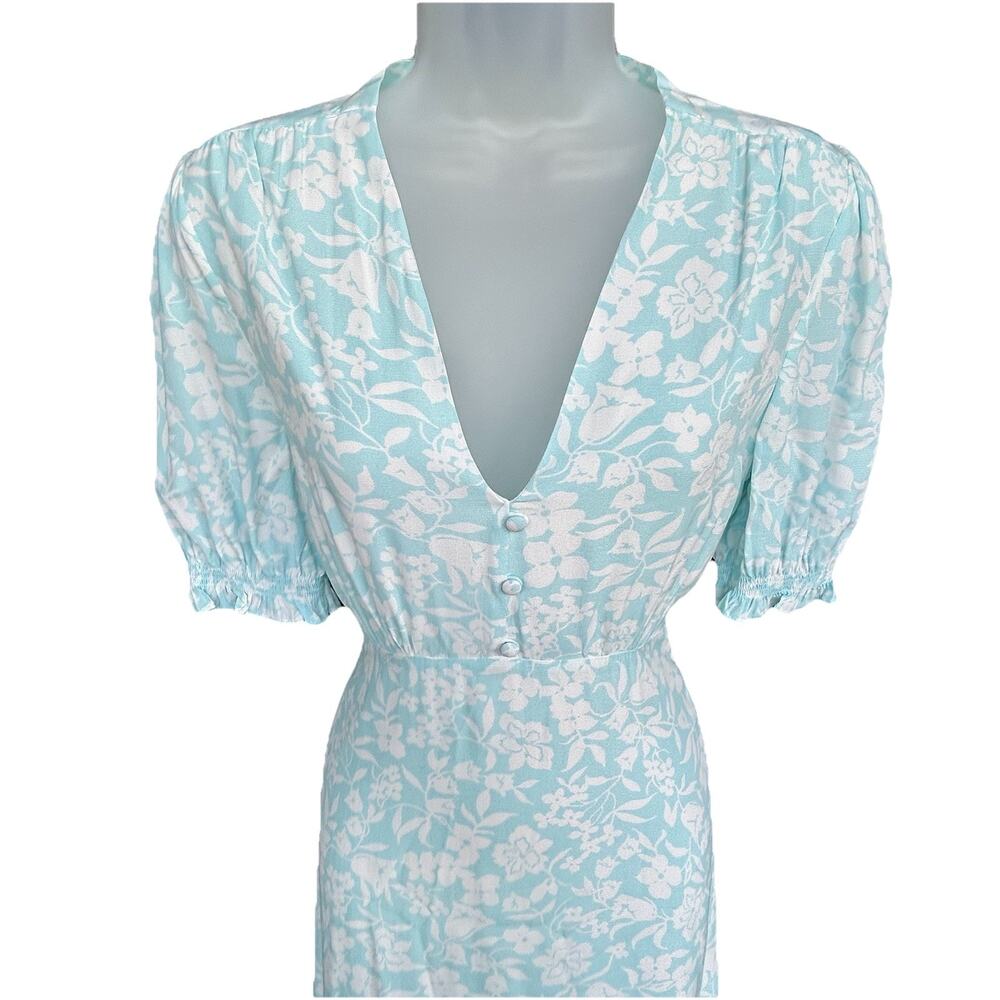 Hobbs London Helen Dress Size 6 (UK 10) Floral Midi Blue Ivory V-Neck Regency - Picture 5 of 12